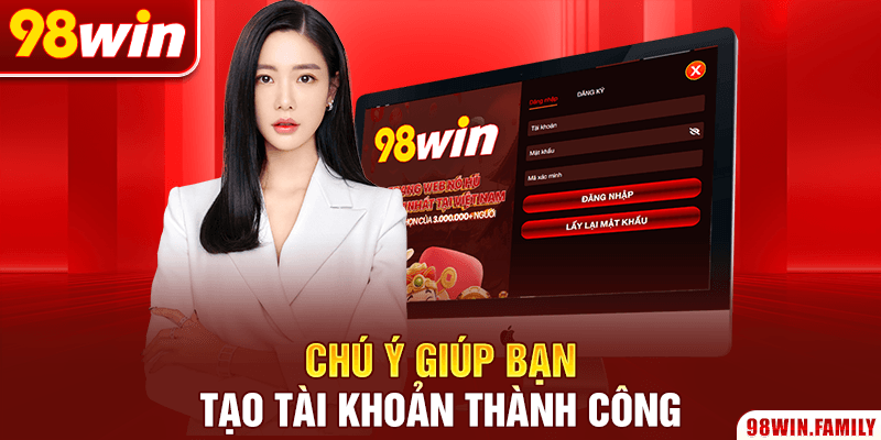 Chú ý giúp bạn tạo tài khoản thành công