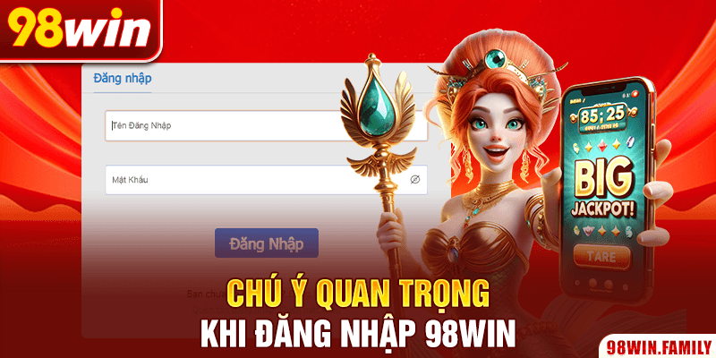 Chú ý quan trọng khi đăng nhập 98WIN